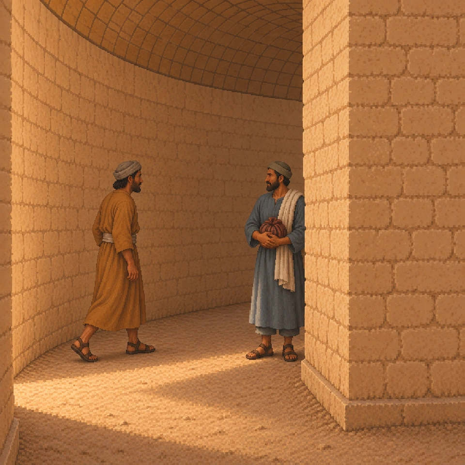 Badiiy tasvir. Shoshtepa: markaziy bino bo‘rtig‘i yonidagi yo‘lak burilishi