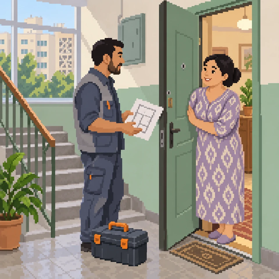 Neighbours discussing renovation times